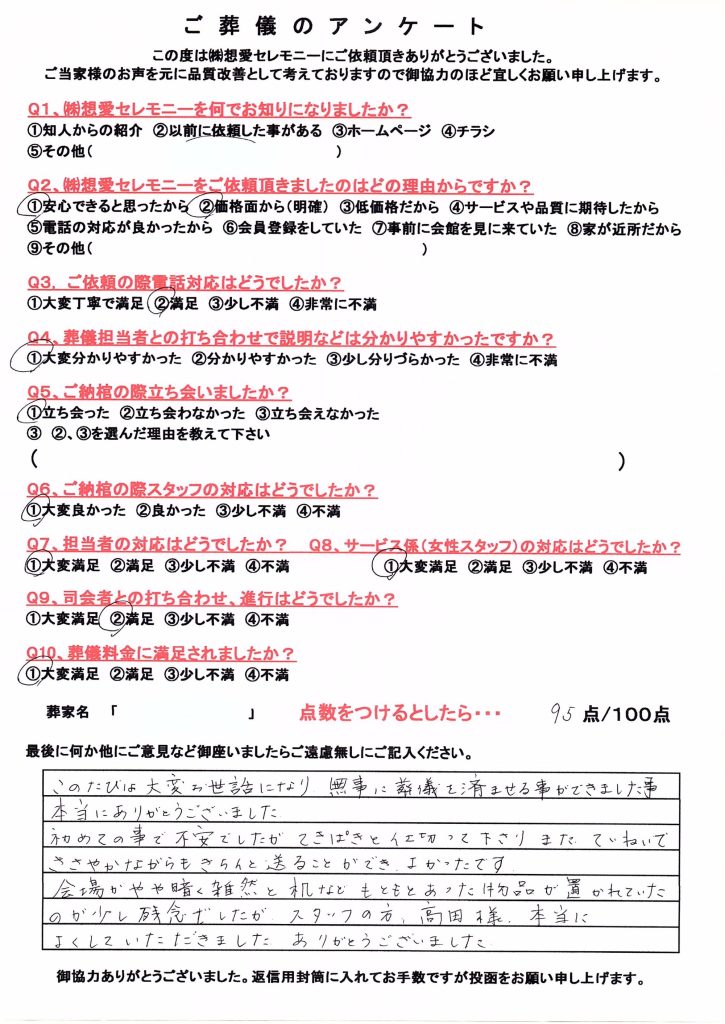 お坊さん　格安　家族葬　紹介　派遣サービス　アンケート